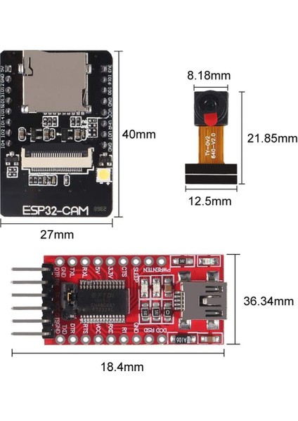 ESP32-CAM Wifi + Bluetooth Modülü Wifi ESP32 Cam Geliştirme Kartı Kamera Modülü OV2640 2mp + 20 Pin Jumper Tel (Yurt Dışından)