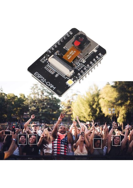 ESP32-CAM Wifi + Bluetooth Modülü Wifi ESP32 Cam Geliştirme Kartı Kamera Modülü OV2640 2mp + 20 Pin Jumper Tel (Yurt Dışından)