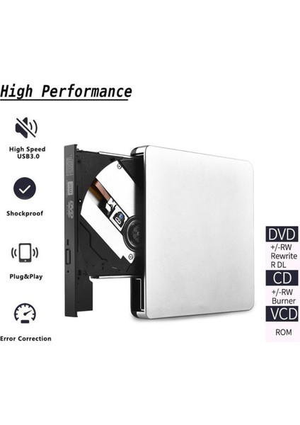 Usb3.0 Harici CD Çalar 12.7mm Tepsi Tipi Ultra Ince Dvd-Rw Optik Sürücü Kaydedici Bilgisayar Dizüstü Bilgisayar Için (Gümüş) (Yurt Dışından) fiyatları