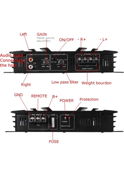 C-236 3800W Araba Amplifikatör 2 Kanal Siyah Alüminyum Alaşımlı Yüksek Güçlü Araba Stereo Ses Güç Amplifikatörü Araba Subwoofer Için (Yurt Dışından)