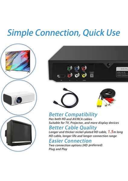 DVD Oynatıcı 1080P Hd Ev DVD Oynatıcı Kutusu Tv Için Tüm Bölge DVD Cd-Disk Oynatıcı Av Çıkışı Evd Oynatıcı--Abd Tak (Yurt Dışından) fırsatları