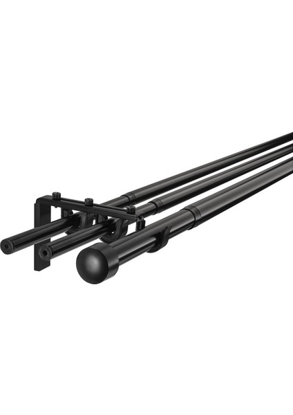 Perde Çubuğu Seti, Siyah, 120-210 cm , Üçlü