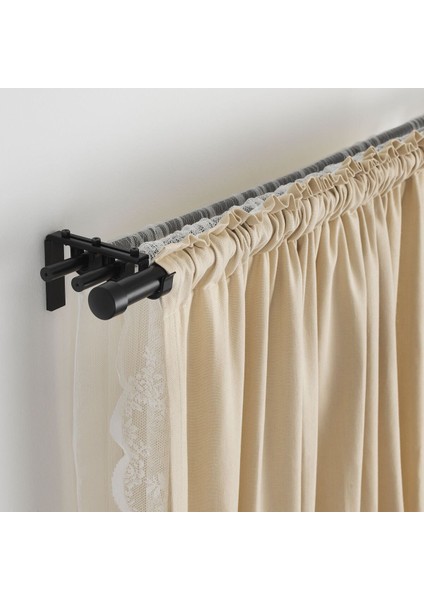 Perde Çubuğu Seti, Siyah, 120-210 cm , Üçlü fiyatları