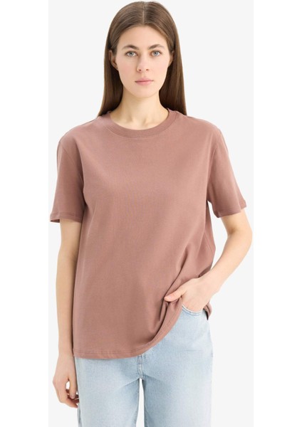Regular Fit Bisiklet Yaka Basic Düz Penye Kısa Kollu Tişört W9584AZ25SP