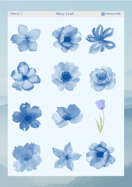 Miray Craft Çiçek Temalı 12*17 cm Sticker