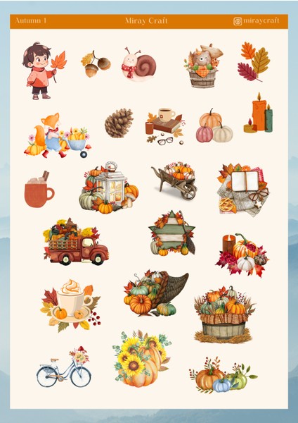 Miray Craft Sonbahar Temalı 12*17 cm Sticker