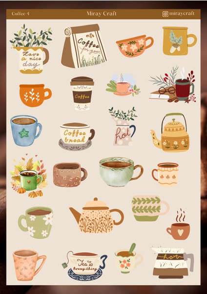 Miray Craft Kahve Temalı 12*17 cm Sticker