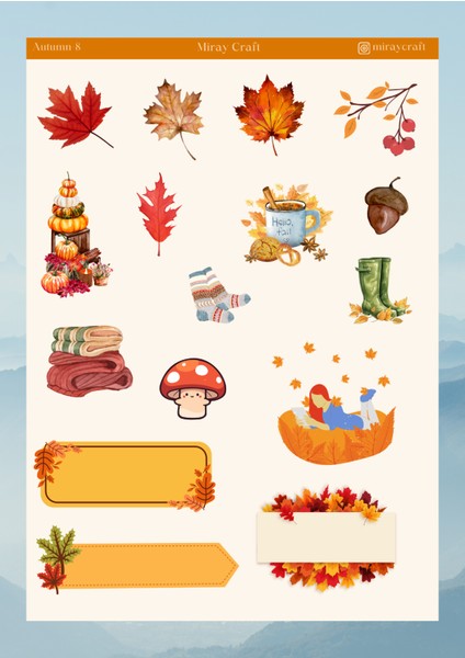 Miray Craft Sonbahar Temalı 12*17 cm Sticker