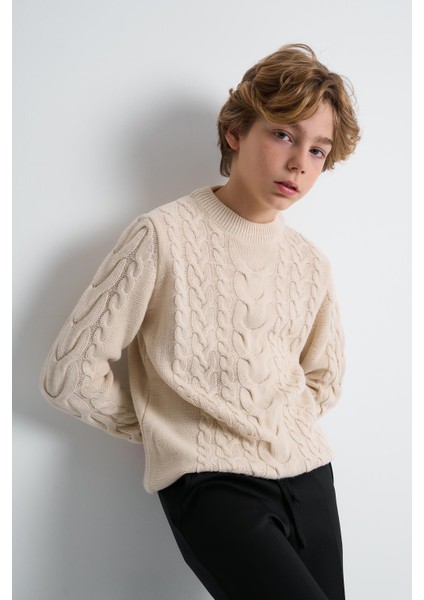 Örgü Desenli Çocuk Kazak