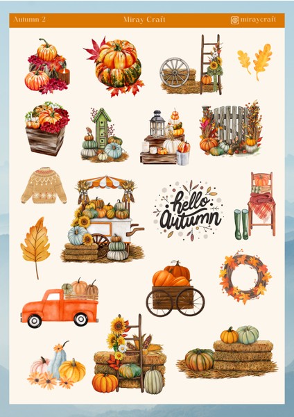 Miray Craft Sonbahar Temalı 12*17 cm Sticker