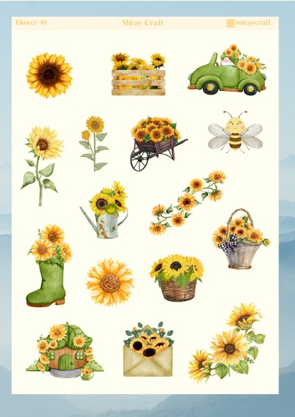 Miray Craft Çiçek Temalı 12*17 cm Sticker