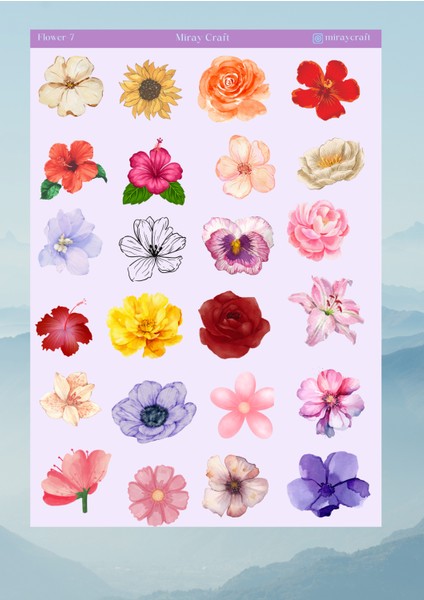 Miray Craft Çiçek Temalı 12*17 cm Sticker