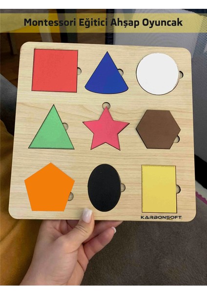 Montessori Egitici Ahsap Oyuncak, Egitici Kutu Oyunu, Ahsap Esleme Oyuncagı, Renk Puzzle