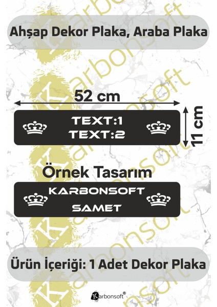 Kişiye Özel Dekor Plaka, Araba Plaka, Isimli Plaka, Cam Önü Plakası, Aksesuar Plaka