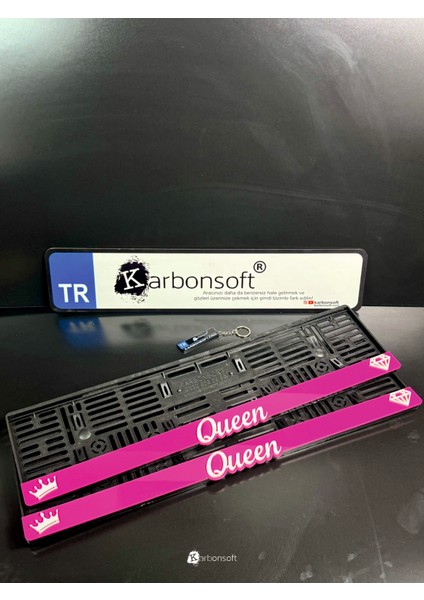 Kraliçelere Özel! "queen" Pembe Pleksi Araç Plakalığı fiyatları