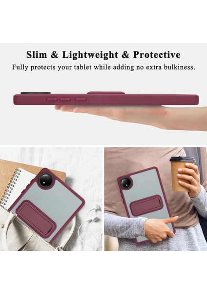 Xiaomi Redmi Pad Se 4g 8.7 Inç Kılıf Için Kickstand Tpu+Pc Cilt-Dokunmatik Tablet Kapak-Şarap Kırmızı (Yurt Dışından)