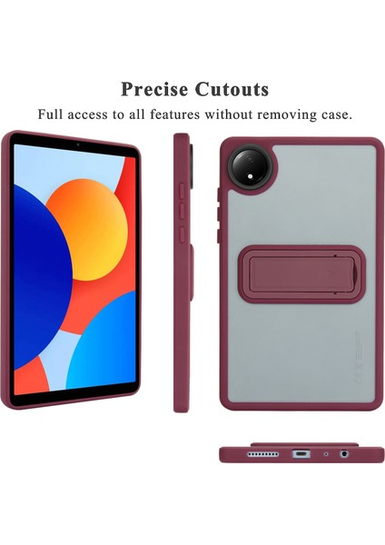 Xiaomi Redmi Pad Se 4g 8.7 Inç Kılıf Için Kickstand Tpu+Pc Cilt-Dokunmatik Tablet Kapak-Şarap Kırmızı (Yurt Dışından)
