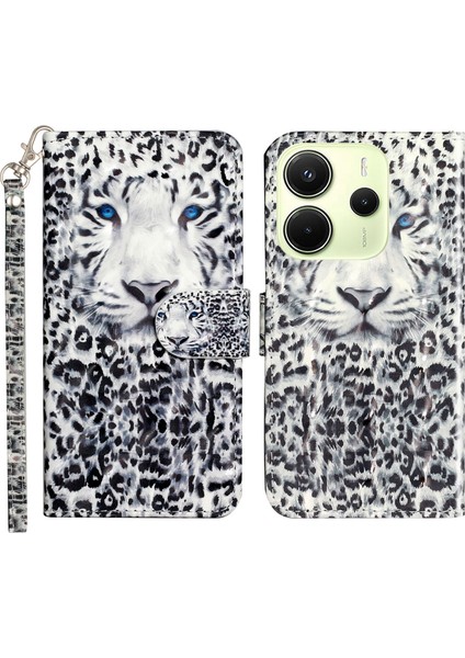 Xiaomi Redmi Note 14 4g (163.25X76.55X8.16MM) Kılıf 3D Desen Baskılı Telefon Deri Telefon Kapağı-Leopar (Yurt Dışından)