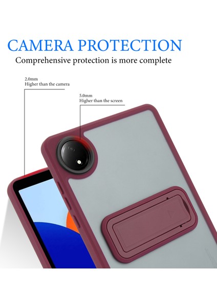 Xiaomi Redmi Pad Se 4g 8.7 Inç Kılıf Için Kickstand Tpu+Pc Cilt-Dokunmatik Tablet Kapak-Şarap Kırmızı (Yurt Dışından)