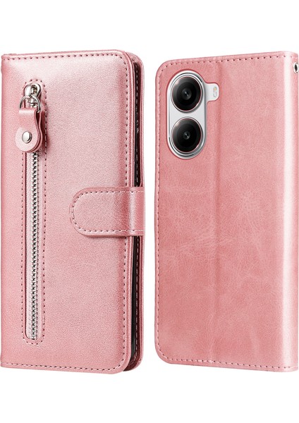 Xiaomi Poco X7 Pro 5g/redmi Turbo 4 5g Kılıf Fermuar Cüzdan Buzağı Dokusu Pu Deri Telefon Kapağı-Pembe (Yurt Dışından)