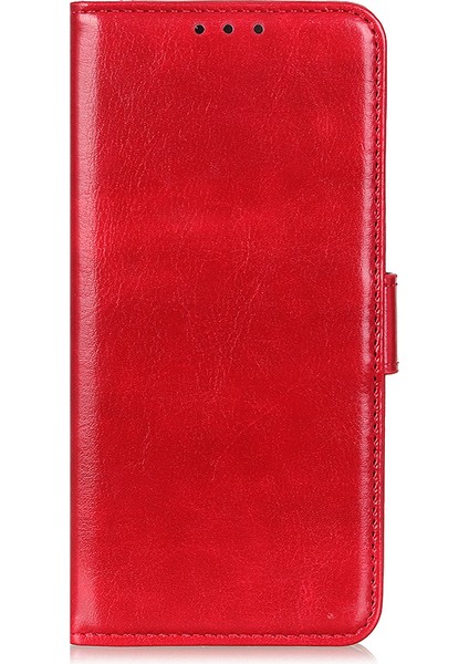 Xiaomi Redmi Note 14 5g Kılıf Için Crazy Horse Doku Pu Deri Telefon Standı Kapak-Kırmızı (Yurt Dışından)