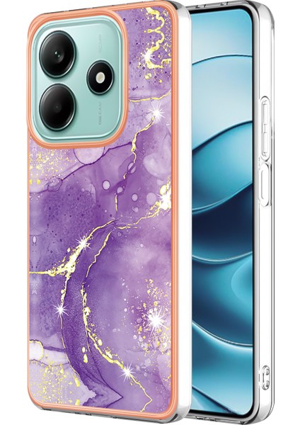 Xiaomi Redmi Note 14 5g Tpu Kılıf Için Imd Mermer Desenli Elektroliz Kaplama Arka Kapak-Mor 002 (Yurt Dışından)