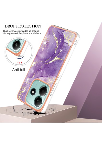 Xiaomi Redmi Note 14 5g Tpu Kılıf Için Imd Mermer Desenli Elektroliz Kaplama Arka Kapak-Mor 002 (Yurt Dışından) modelleri