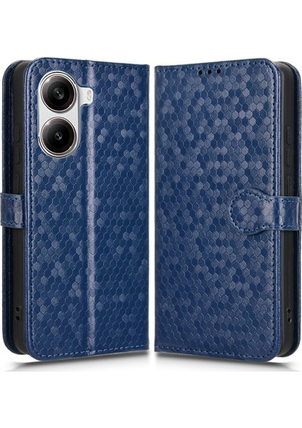 Xiaomi Poco X7 Pro 5g/redmi Turbo 4 5g Nokta Desenli Baskı Pu Deri Telefon Kapağı-Koyu Mavi Için (Yurt Dışından)