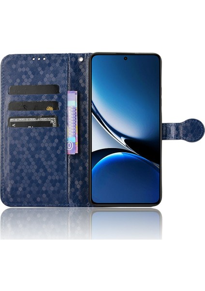 Xiaomi Poco X7 Pro 5g/redmi Turbo 4 5g Nokta Desenli Baskı Pu Deri Telefon Kapağı-Koyu Mavi Için (Yurt Dışından)