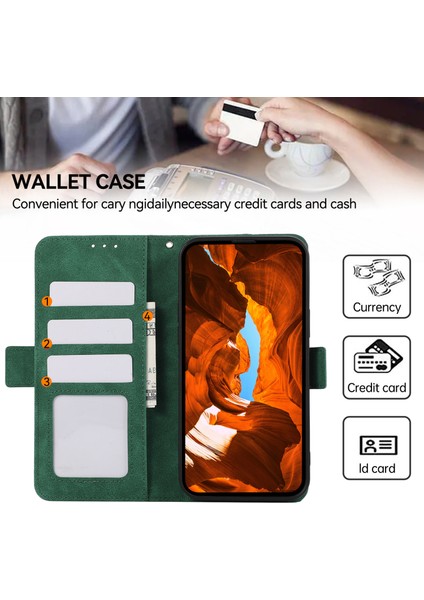 Xiaomi Redmi Note 14 5g Kılıf Pu Deri Folyo Standı Görünümü Rfıd Engelleme Telefon Kapağı-Yeşil (Yurt Dışından)