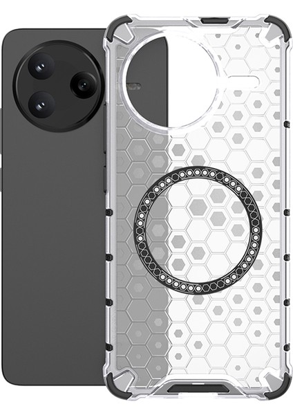 Xiaomi Redmi K80 5g Kılıf Için Magsafe Petek Tasarımı ile Uyumlu Tpu + Pc Telefon Kapağı-Şeffaf (Yurt Dışından)