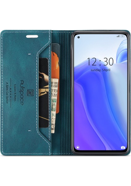 Xiaomi Mi 10T Pro 5g/xiaomi Redmi K30S/XIAOMI Mi 10T 5g Autspace A01 Rfıd Engelleme Kart Tutucu ile Deri Stand Kapağı-Mavi (Yurt Dışından) modelleri