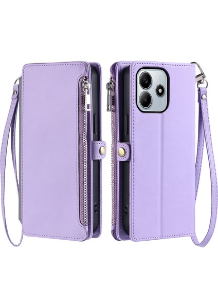 Xiaomi Redmi Note 14 4g (163.25X76.55X8.16MM) Tpu+Pu Askılı Cüzdan-Mor (Yurt Dışından)