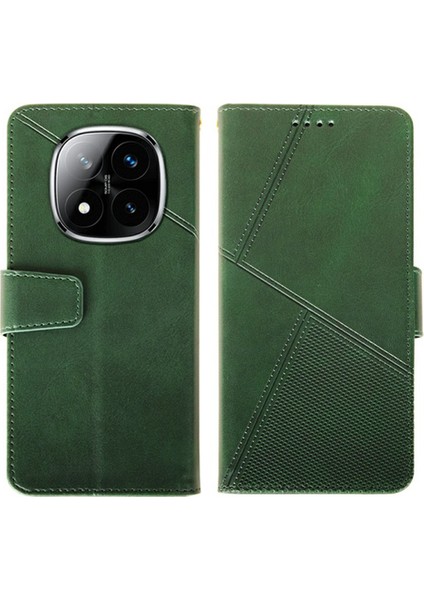 Xiaomi Redmi Note 14 Pro 5g/poco X7 5g Kılıf Deri Cüzdan Standı Buzağı Dokusu-Yeşil (Yurt Dışından)
