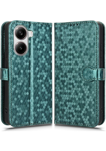Xiaomi Poco X7 Pro 5g/redmi Turbo 4 5g Nokta Desenli Baskı Pu Deri Telefon Kapağı-Yeşil (Yurt Dışından)
