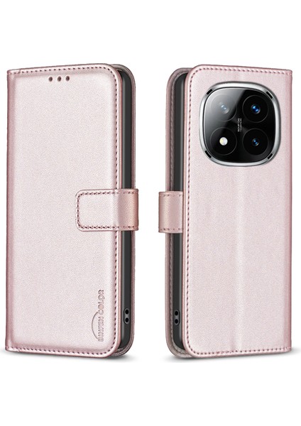 Xiaomi Redmi Note 14 Pro 4g Kılıf Cüzdan Folyo Flip Deri Kapak-Gül Altın (Yurt Dışından)