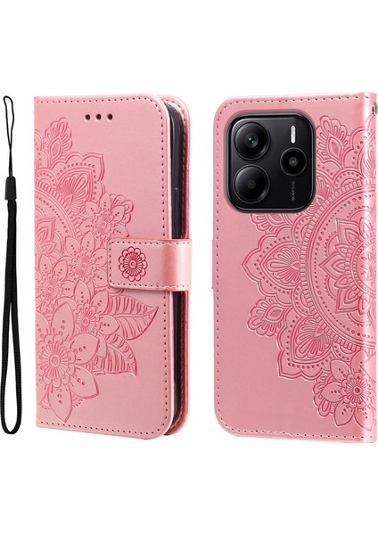 Xiaomi Redmi Note 14 4g (163.25X76.55X8.16MM) Kılıf Pu Deri Cüzdan Çiçek Standı Görünüm-Pembe (Yurt Dışından)