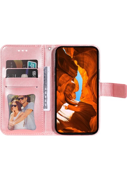 Xiaomi Redmi Note 14 4g (163.25X76.55X8.16MM) Kılıf Pu Deri Cüzdan Çiçek Standı Görünüm-Pembe (Yurt Dışından)