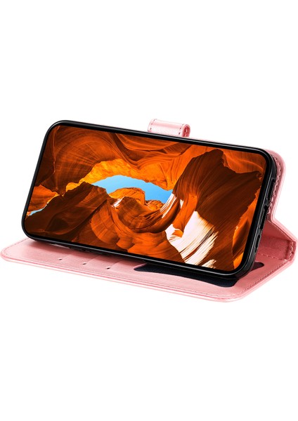 Xiaomi Redmi Note 14 4g (163.25X76.55X8.16MM) Kılıf Pu Deri Cüzdan Çiçek Standı Görünüm-Pembe (Yurt Dışından)