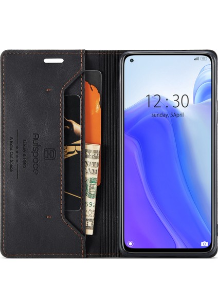 Xiaomi Mi 10T Pro 5g/xiaomi Redmi K30S/XIAOMI Mi 10T 5g Autspace A01 Rfıd Engelleme Kart Tutucu ile Deri Stand Kapağı-Siyah (Yurt Dışından) modelleri