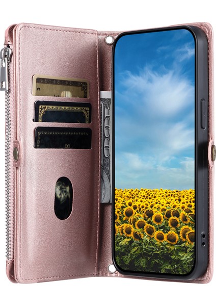 Xiaomi Redmi Note 14 4g (163.25X76.55X8.16MM) Tpu+Pu Cüzdan Askılı-Gül Altın (Yurt Dışından)