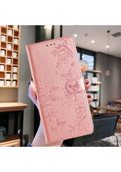 Xiaomi Redmi Note 14 Pro 4g Cüzdan Çiçek Baskı Deri Kapak Çevirin Kayış-Gül Altın Için (Yurt Dışından)