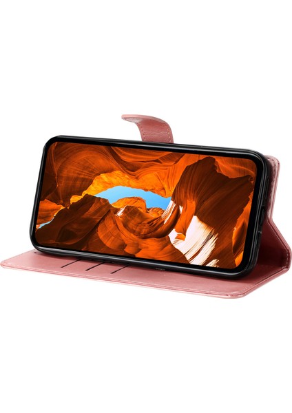 Xiaomi Redmi Note 14 Pro 4g Cüzdan Çiçek Baskı Deri Kapak Çevirin Kayış-Gül Altın Için (Yurt Dışından)