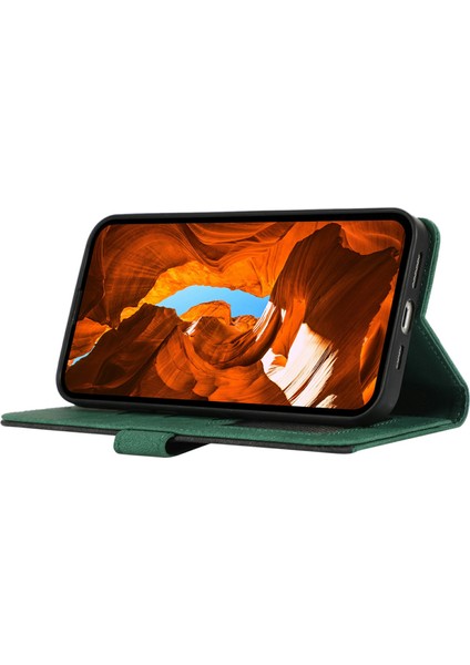 Xiaomi Poco X7 Pro 5g/redmi Turbo 4 5g Kılıf Renk Ekleme Deri Çevirme Rfıd Engelleme-Yeşil (Yurt Dışından)