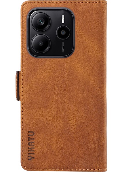 Xiaomi Redmi Note 14 4g (163.25X76.55X8.16MM) Yıkatu YK-005 Cilt Dokunma Duygusu Cüzdan Telefon Kapağı-Kahverengi (Yurt Dışından) modelleri