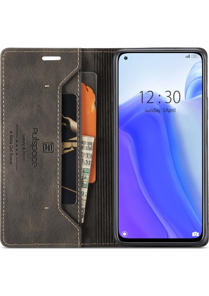 Xiaomi Mi 10T Pro 5g/xiaomi Redmi K30S/XIAOMI Mi 10T 5g Autspace A01 Rfıd Engelleme Kart Tutucu-Kahve ile Deri Stand Kapağı (Yurt Dışından) modelleri
