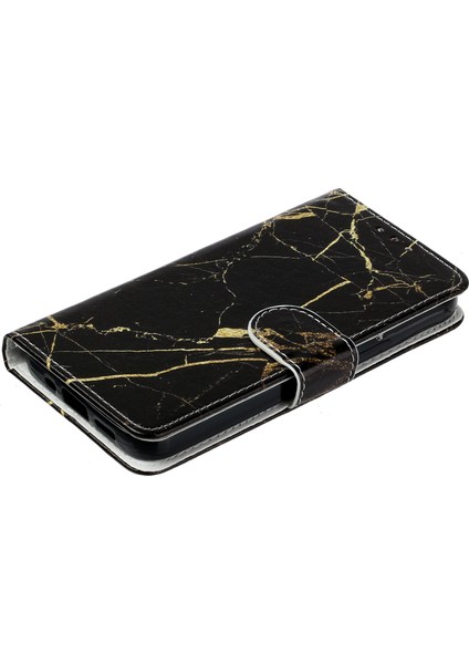 Xiaomi Redmi Note 14 Pro 4g Kılıf Desenli Pu Deri Flip Telefon Kapağı-Siyah Altın Mermer Için (Yurt Dışından)