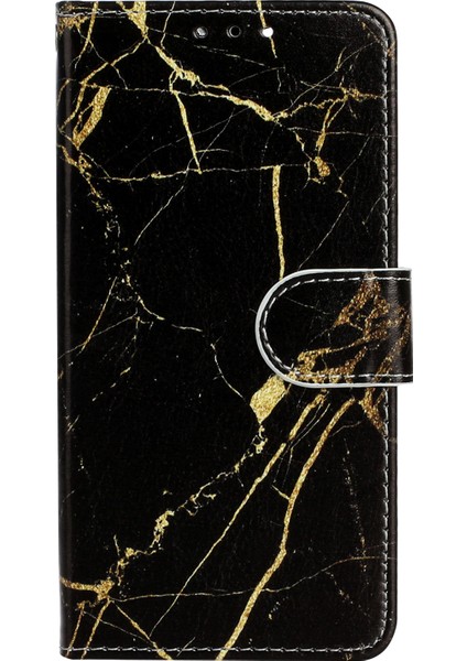 Xiaomi Redmi Note 14 Pro 4g Kılıf Desenli Pu Deri Flip Telefon Kapağı-Siyah Altın Mermer Için (Yurt Dışından)