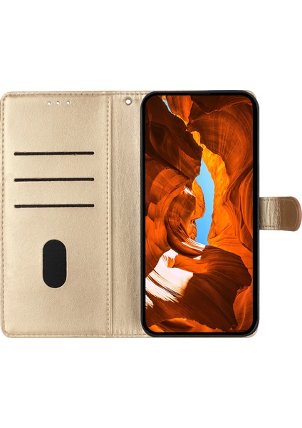 Xiaomi Redmi Note 14 Pro 4g Cüzdan Çiçek Baskılı Deri Kapaklı Kayış-Altın Için (Yurt Dışından)