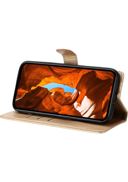 Xiaomi Redmi Note 14 Pro 4g Cüzdan Çiçek Baskılı Deri Kapaklı Kayış-Altın Için (Yurt Dışından)